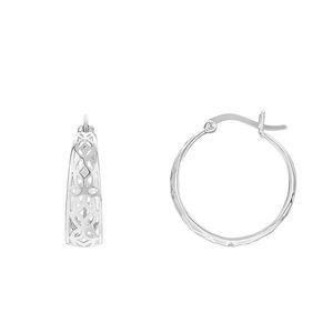 Open Flower Silver Hoop Earrings